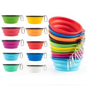 1000ml Large Collapsible Dog Pet Folding Silicone Bowl Outdoor Travel Portable Puppy Food Container Feeder Dish Bowl (Color: pink, size: 350ML)