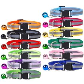 Nylon Collar Reflective With Small Bell For Dog & Cat; Dog Collar; Adjustable dog collar (Color: pink, size: Adjustment)